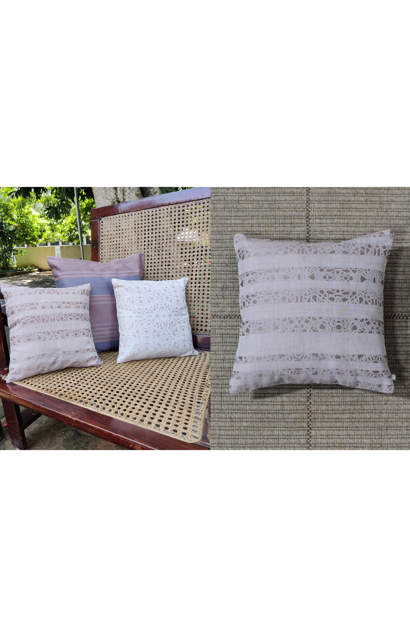 Handloom Organic Cotton Cushion Cover Brown 